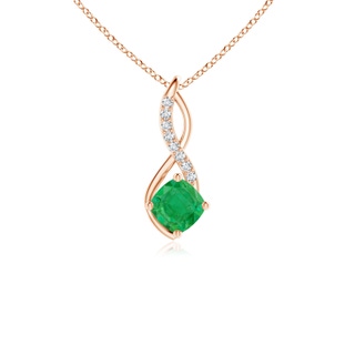 5mm AA Emerald Infinity Pendant with Diamond Accents in Rose Gold