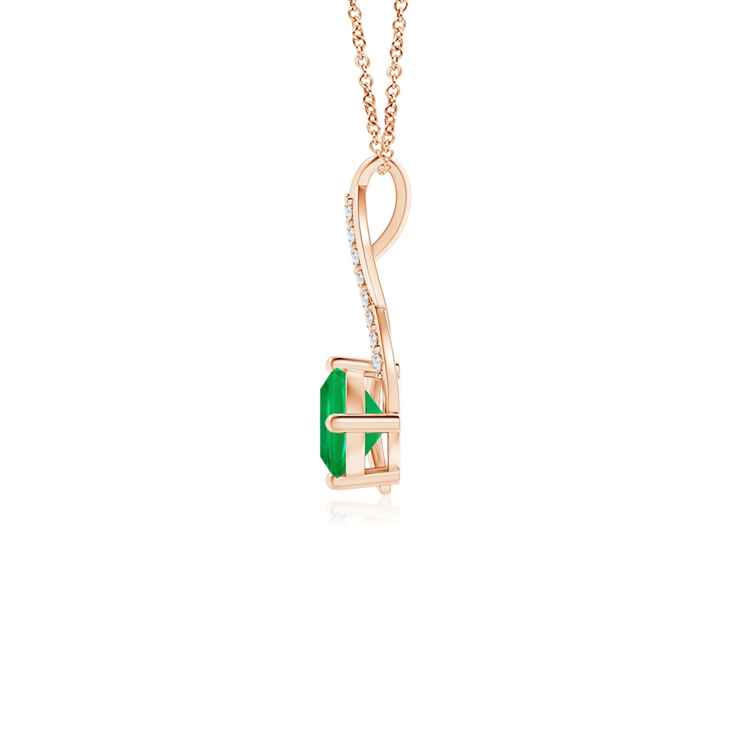 5mm AAA Emerald Infinity Pendant with Diamond Accents in Rose Gold Side 199