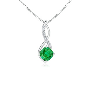 5mm AAA Emerald Infinity Pendant with Diamond Accents in White Gold