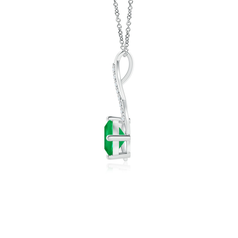 5mm AAA Emerald Infinity Pendant with Diamond Accents in White Gold side 199