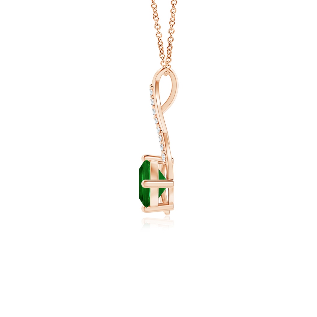 5mm AAAA Emerald Infinity Pendant with Diamond Accents in Rose Gold - side 199