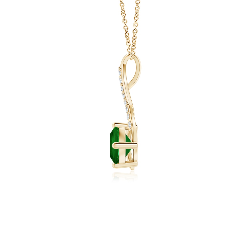 5mm AAAA Emerald Infinity Pendant with Diamond Accents in Yellow Gold - side 199
