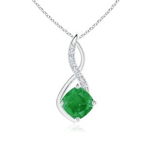 8mm A Emerald Infinity Pendant with Diamond Accents in P950 Platinum