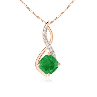 8mm A Emerald Infinity Pendant with Diamond Accents in Rose Gold