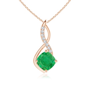 8mm AA Emerald Infinity Pendant with Diamond Accents in 9K Rose Gold