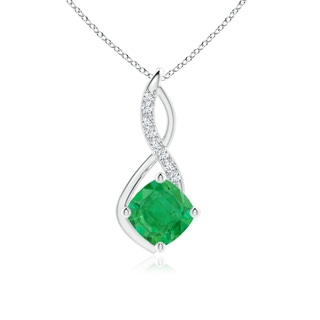 8mm AA Emerald Infinity Pendant with Diamond Accents in P950 Platinum