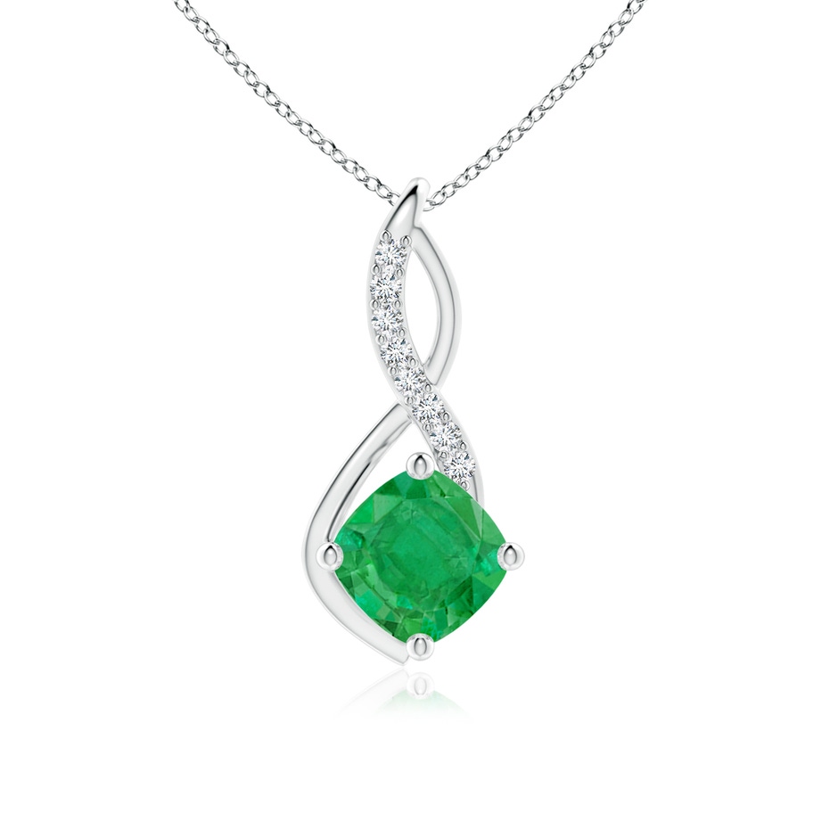 8mm AA Emerald Infinity Pendant with Diamond Accents in P950 Platinum 