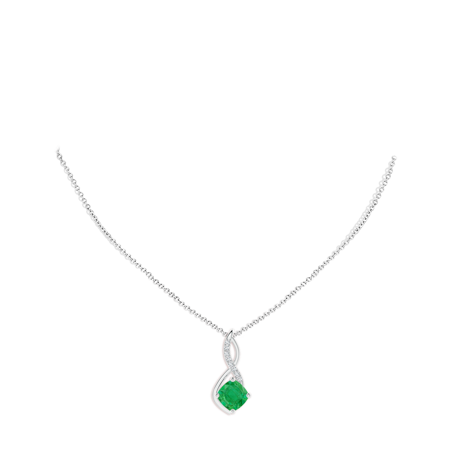 8mm AA Emerald Infinity Pendant with Diamond Accents in P950 Platinum pen