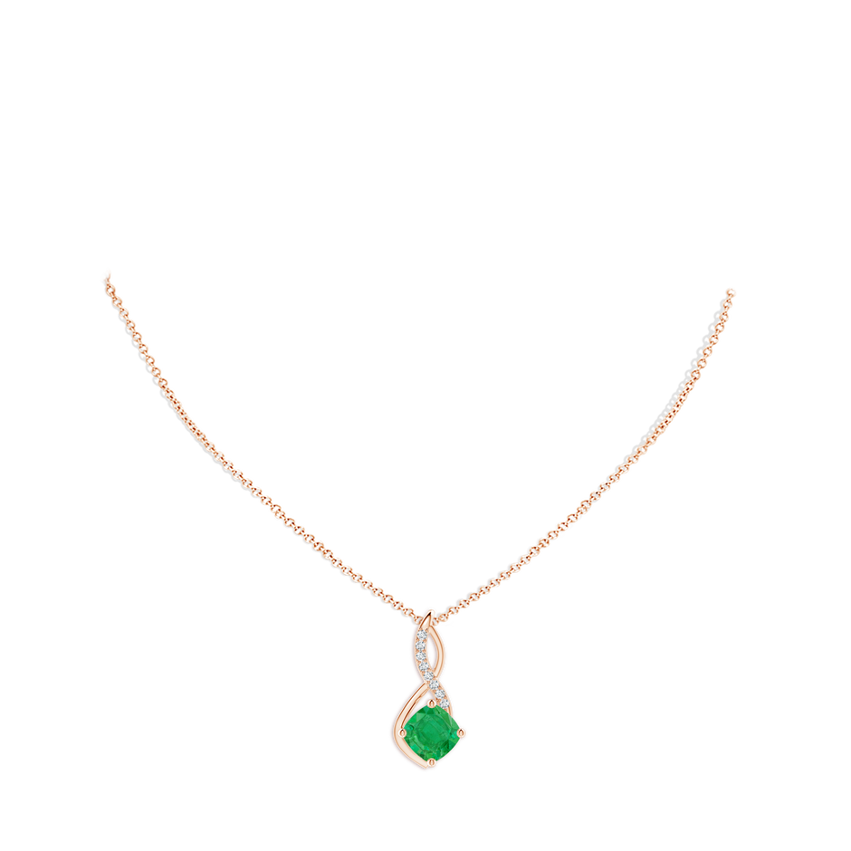 8mm AA Emerald Infinity Pendant with Diamond Accents in Rose Gold pen