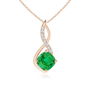 8mm AAA Emerald Infinity Pendant with Diamond Accents in 9K Rose Gold