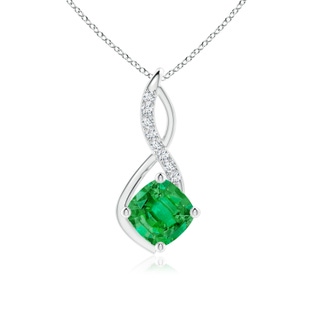 8mm AAA Emerald Infinity Pendant with Diamond Accents in P950 Platinum