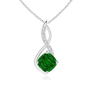 8mm AAAA Emerald Infinity Pendant with Diamond Accents in P950 Platinum