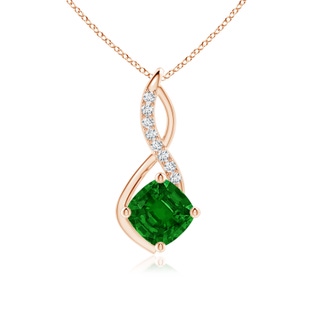 8mm AAAA Emerald Infinity Pendant with Diamond Accents in Rose Gold