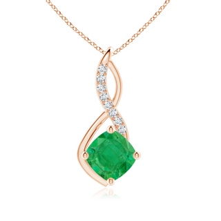9mm AA Emerald Infinity Pendant with Diamond Accents in 9K Rose Gold