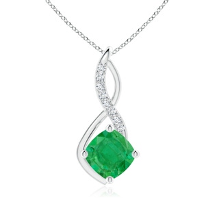 9mm AA Emerald Infinity Pendant with Diamond Accents in P950 Platinum