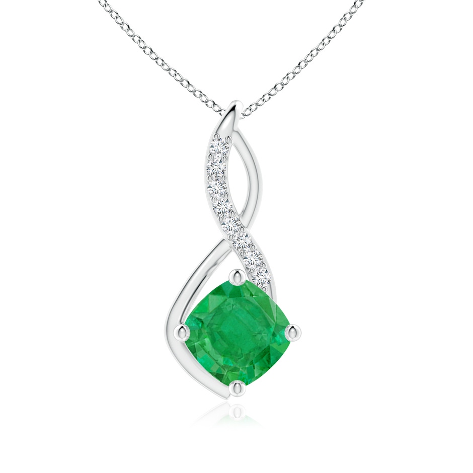 9mm AA Emerald Infinity Pendant with Diamond Accents in P950 Platinum 