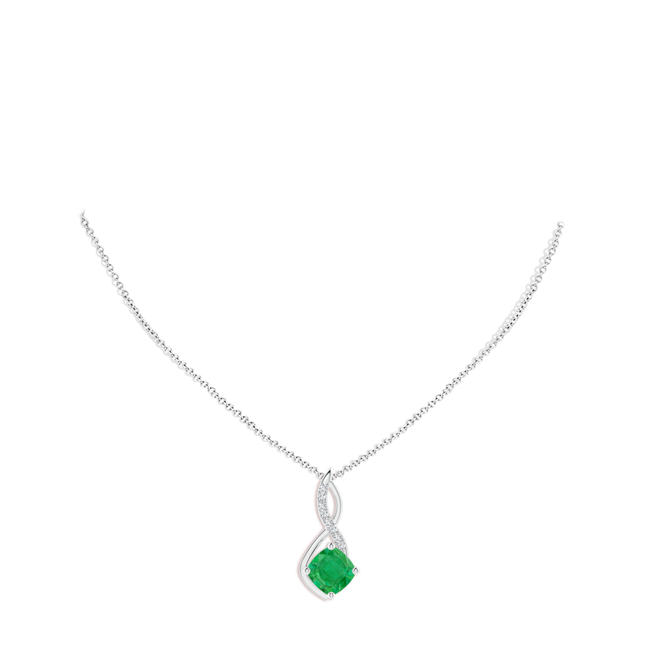 9mm AA Emerald Infinity Pendant with Diamond Accents in P950 Platinum pen