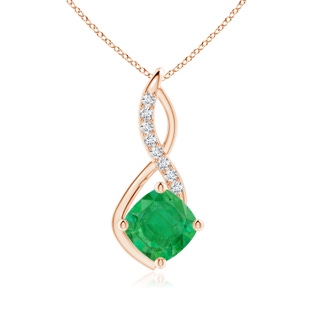 9mm AA Emerald Infinity Pendant with Diamond Accents in Rose Gold