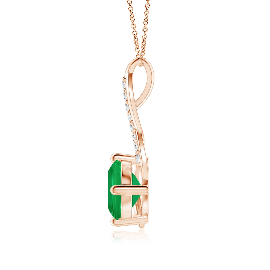 9mm AA Emerald Infinity Pendant with Diamond Accents in Rose Gold side 199
