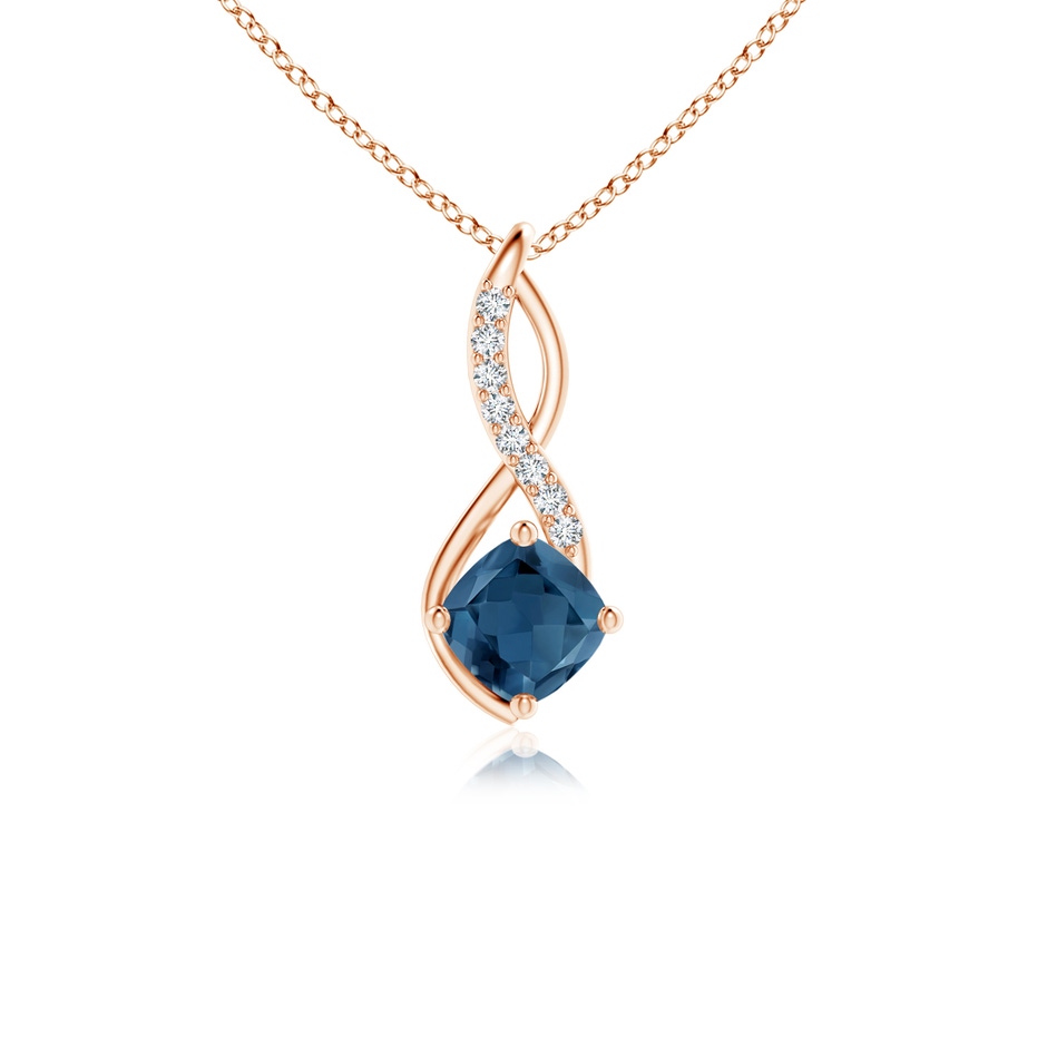 5mm A London Blue Topaz Infinity Pendant with Diamond Accents in 9K Rose Gold 