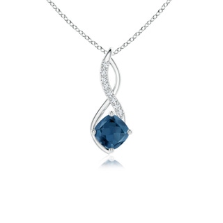 5mm A London Blue Topaz Infinity Pendant with Diamond Accents in P950 Platinum