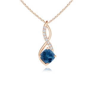 5mm AA London Blue Topaz Infinity Pendant with Diamond Accents in 10K Rose Gold