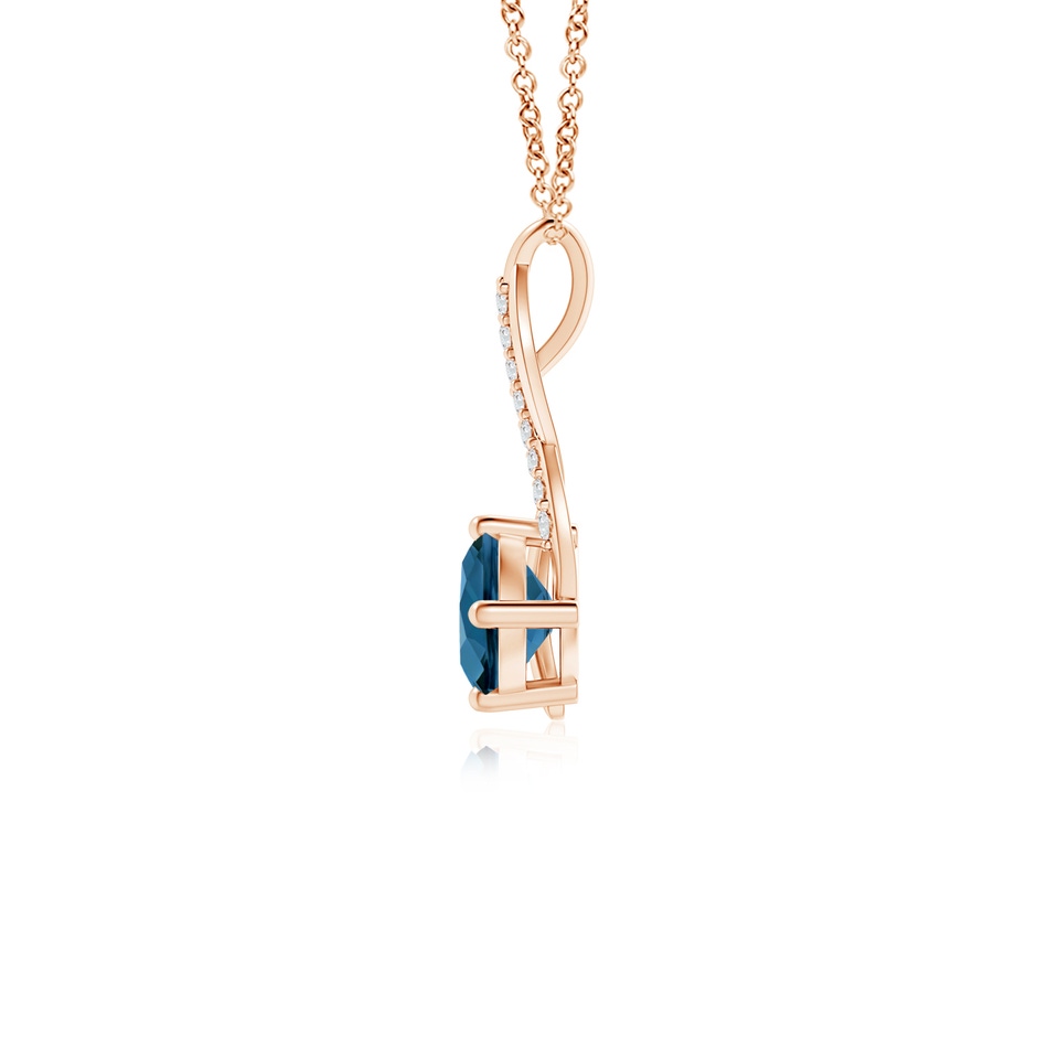 5mm AAA London Blue Topaz Infinity Pendant with Diamond Accents in 9K Rose Gold product image