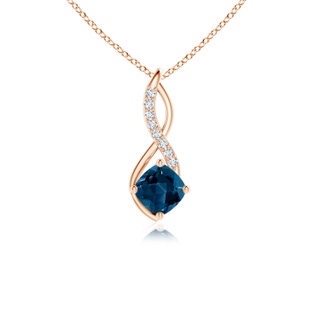 5mm AAAA London Blue Topaz Infinity Pendant with Diamond Accents in 10K Rose Gold