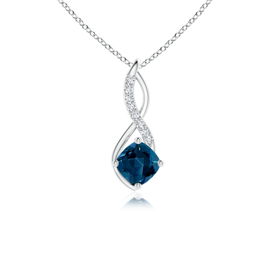 5mm AAAA London Blue Topaz Infinity Pendant with Diamond Accents in P950 Platinum 