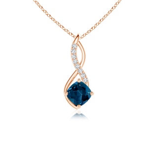 5mm AAAA London Blue Topaz Infinity Pendant with Diamond Accents in Rose Gold