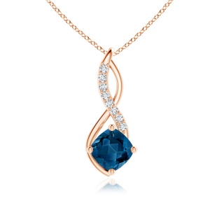 6mm AAA London Blue Topaz Infinity Pendant with Diamond Accents in Rose Gold