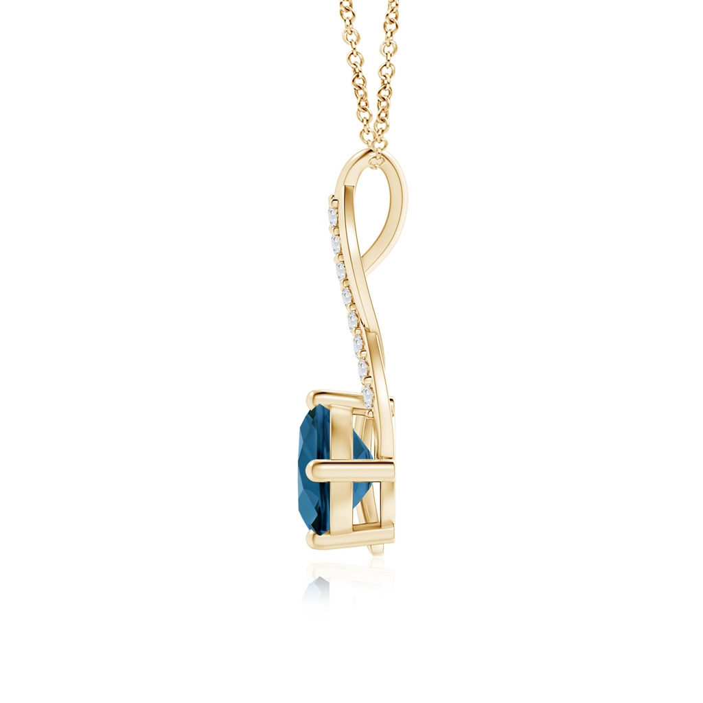 6mm AAA London Blue Topaz Infinity Pendant with Diamond Accents in Yellow Gold Product Image