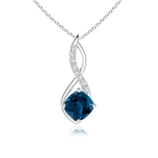 6mm AAAA London Blue Topaz Infinity Pendant with Diamond Accents in P950 Platinum