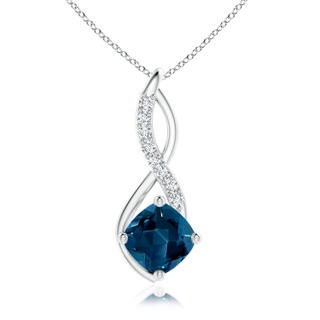 7mm AAAA London Blue Topaz Infinity Pendant with Diamond Accents in P950 Platinum