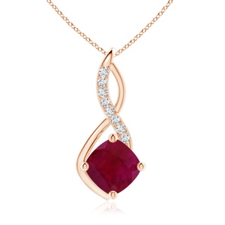 10mm A Ruby Infinity Pendant with Diamond Accents in 18K Rose Gold