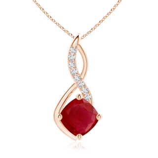 10mm AA Ruby Infinity Pendant with Diamond Accents in 10K Rose Gold