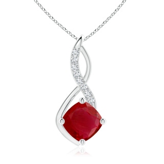 10mm AA Ruby Infinity Pendant with Diamond Accents in P950 Platinum