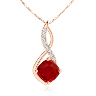 10mm AAA Ruby Infinity Pendant with Diamond Accents in 18K Rose Gold