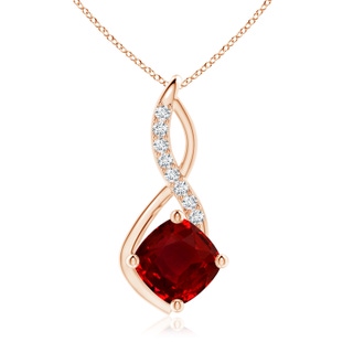 10mm AAAA Ruby Infinity Pendant with Diamond Accents in 18K Rose Gold