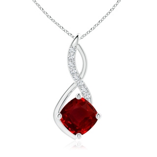 10mm AAAA Ruby Infinity Pendant with Diamond Accents in P950 Platinum