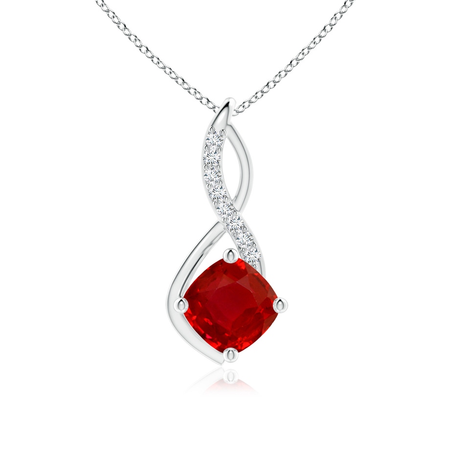 8mm AAA Ruby Infinity Pendant with Diamond Accents in White Gold 