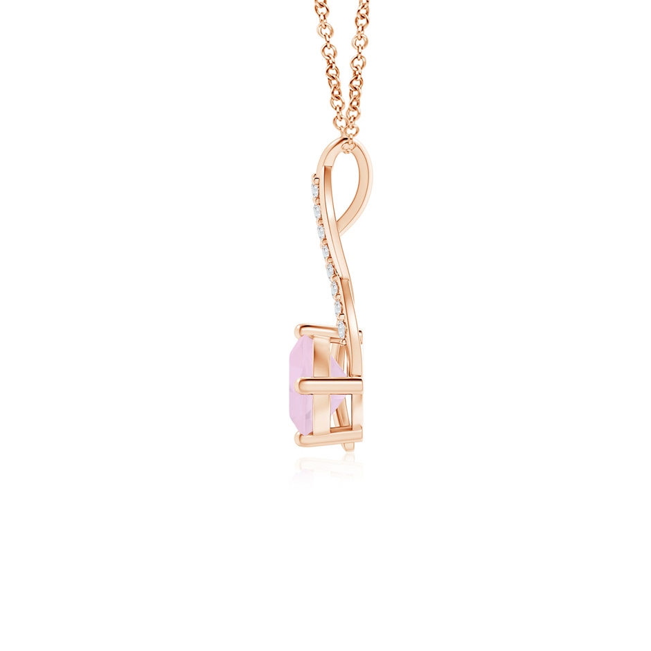 5mm AA Rose Quartz Infinity Pendant with Diamond Accents in Rose Gold side 199