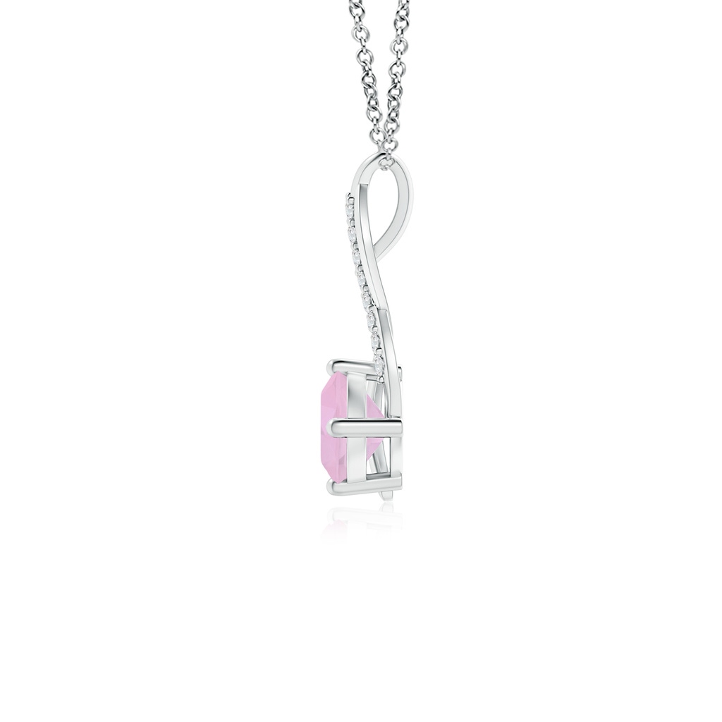 5mm AAAA Rose Quartz Infinity Pendant with Diamond Accents in White Gold - side 199