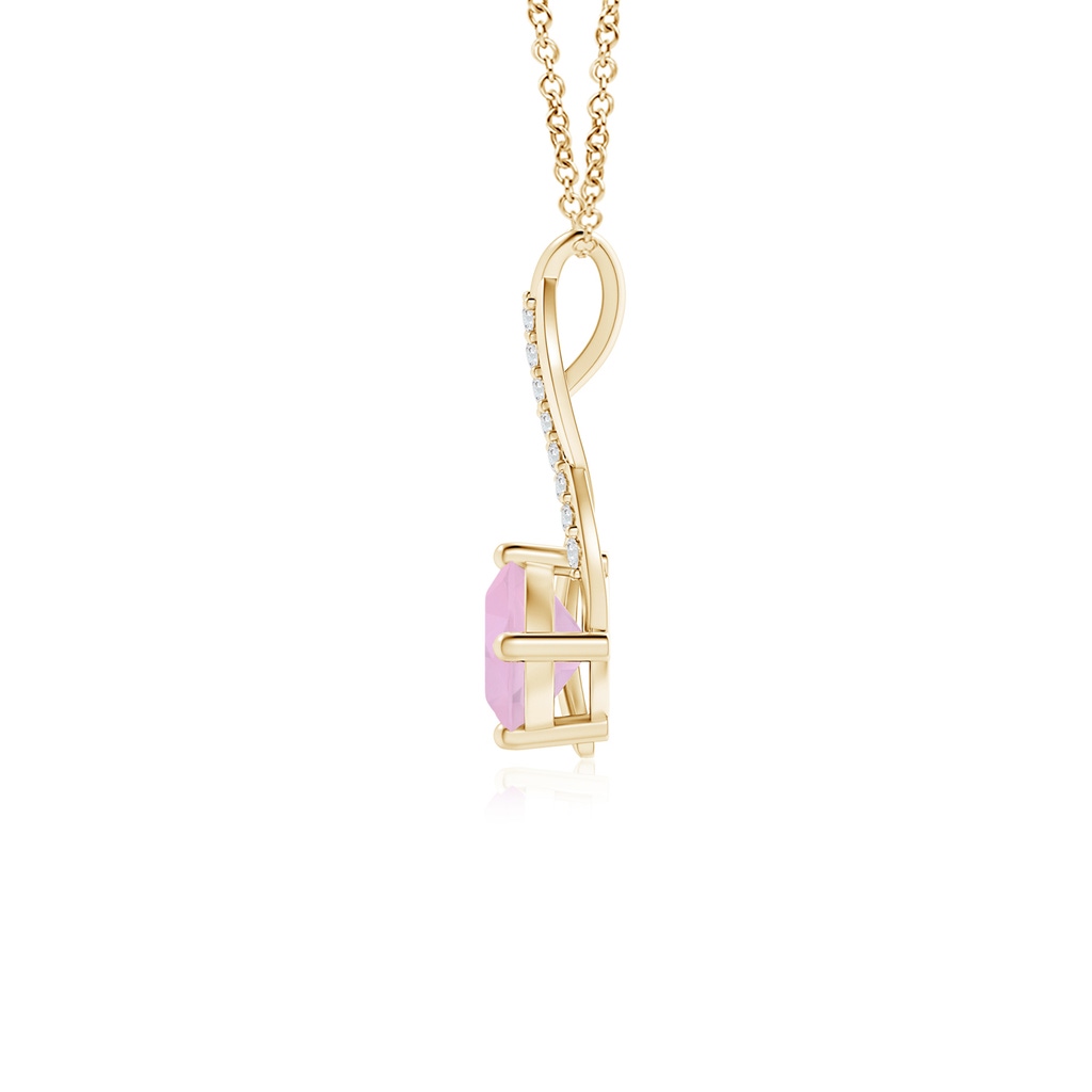 5mm AAAA Rose Quartz Infinity Pendant with Diamond Accents in Yellow Gold - side 199