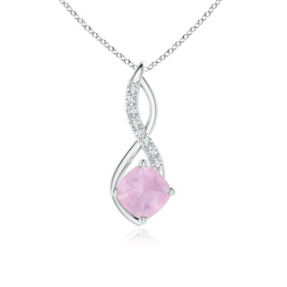 6mm AAA Rose Quartz Infinity Pendant with Diamond Accents in White Gold