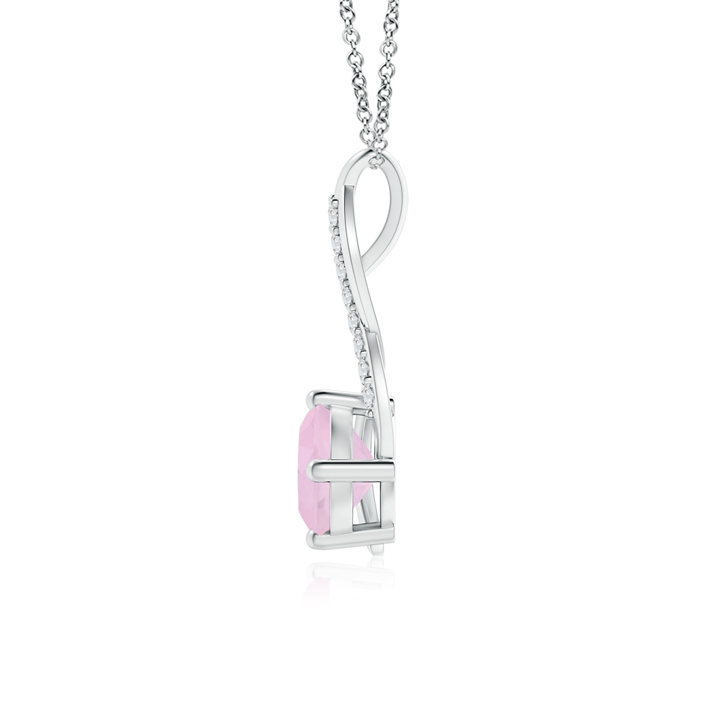 6mm AAA Rose Quartz Infinity Pendant with Diamond Accents in White Gold - side 199