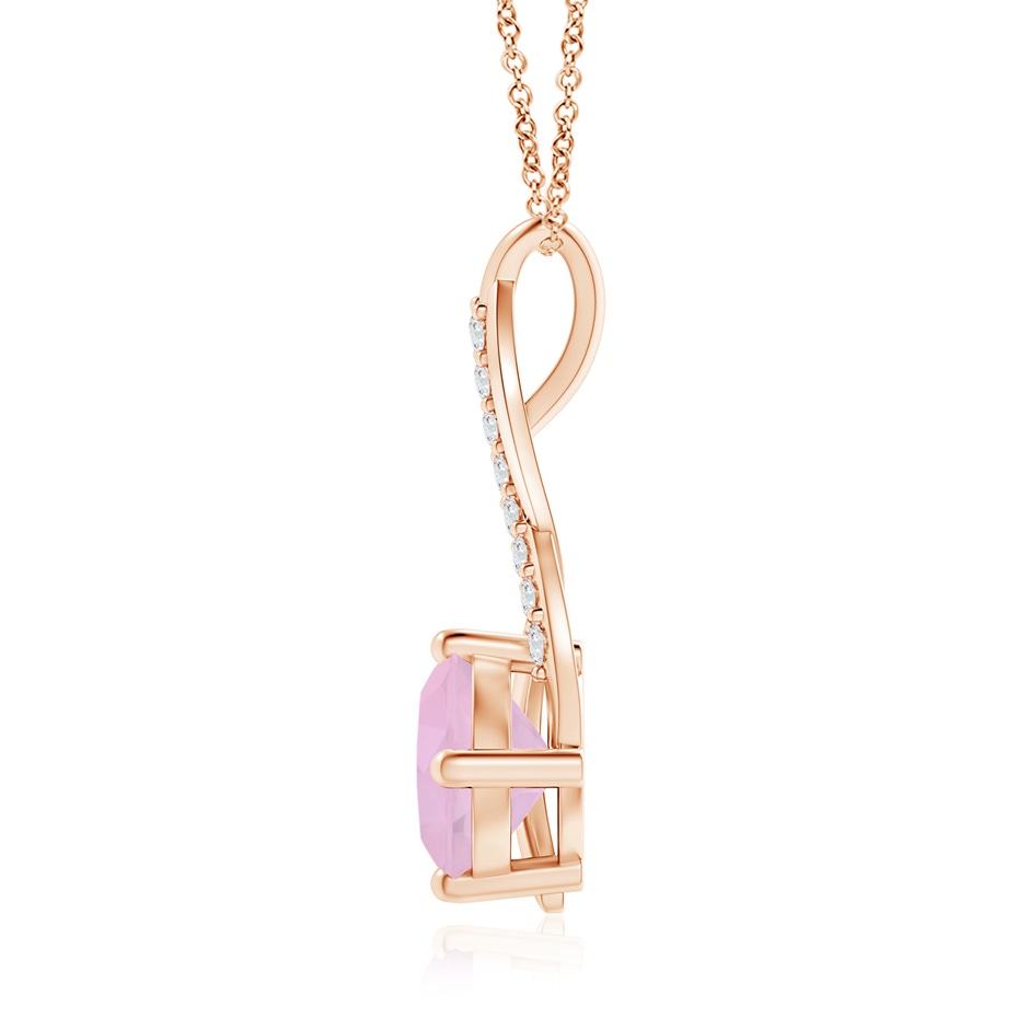 7mm AAAA Rose Quartz Infinity Pendant with Diamond Accents in 18K Rose Gold side 199