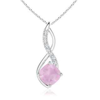 7mm AAAA Rose Quartz Infinity Pendant with Diamond Accents in P950 Platinum