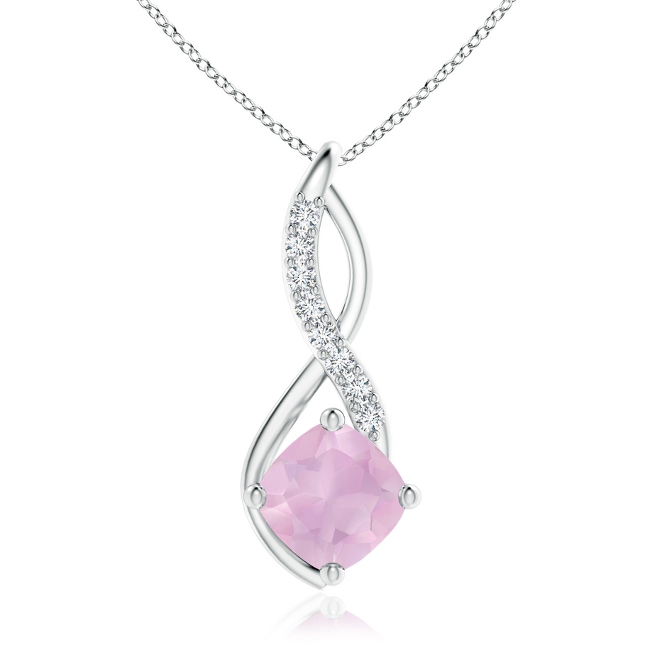 7mm AAAA Rose Quartz Infinity Pendant with Diamond Accents in P950 Platinum 