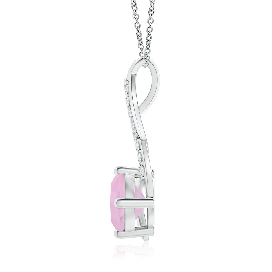 7mm AAAA Rose Quartz Infinity Pendant with Diamond Accents in P950 Platinum side 199